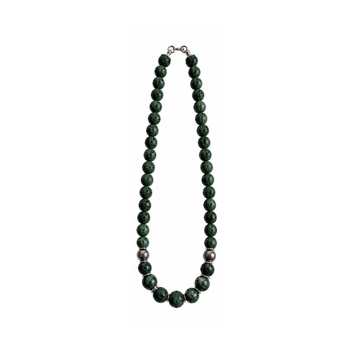 Kugelkette Lava & Glas – Tannengrün & Graphit