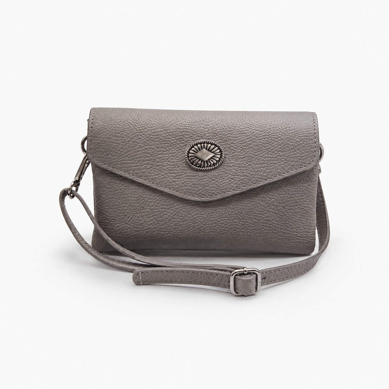Doppelzipp Echtledertasche – Grau