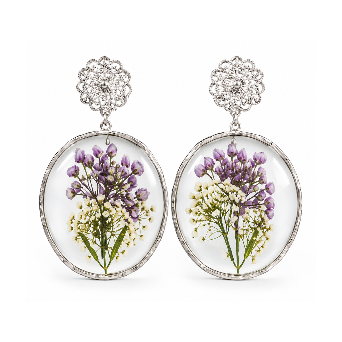 Ohrstecker Blumentraum groß – Violette Limonium