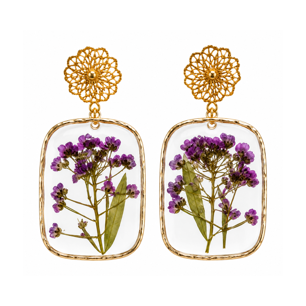 Ohrhänger Blütenfenster groß – Violettblüte