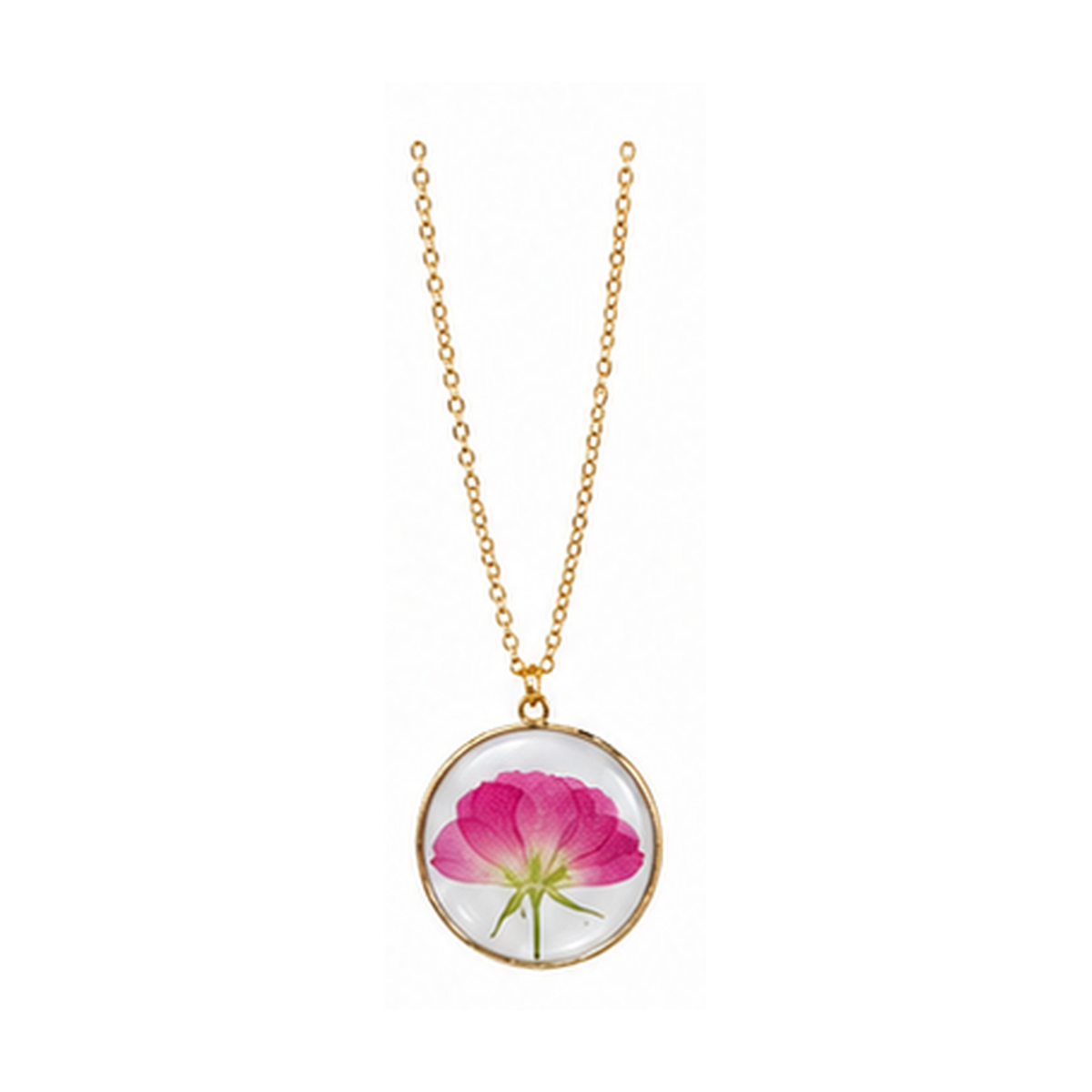 Blütenmedaillon-Kette – Fuchsie
