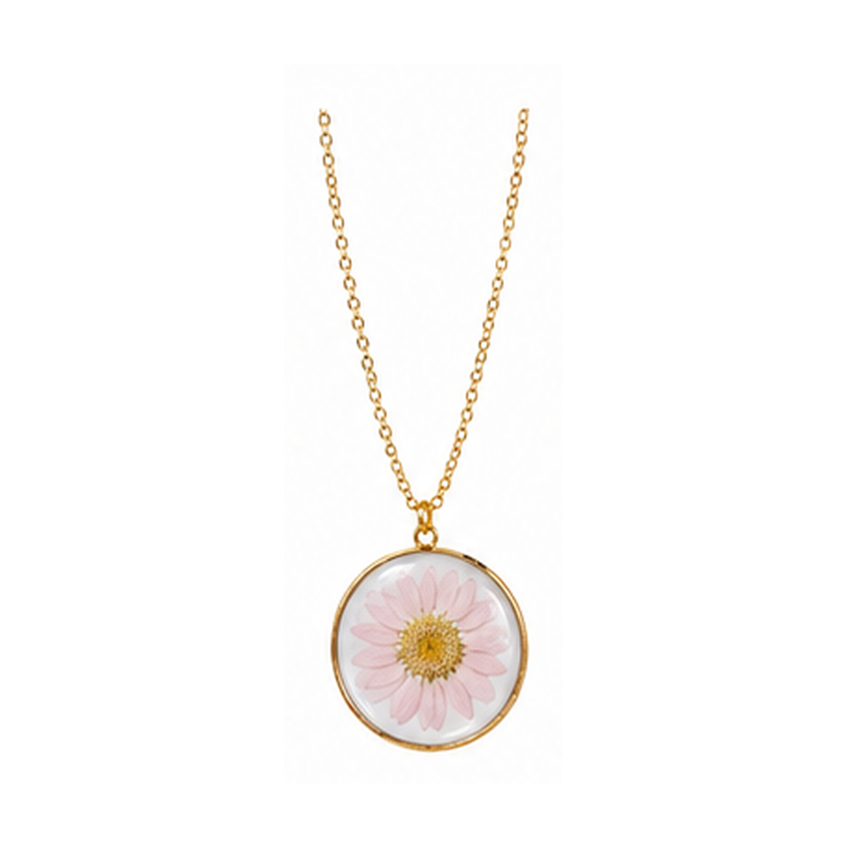 Blütenmedaillon-Kette – Rosé-Margerite