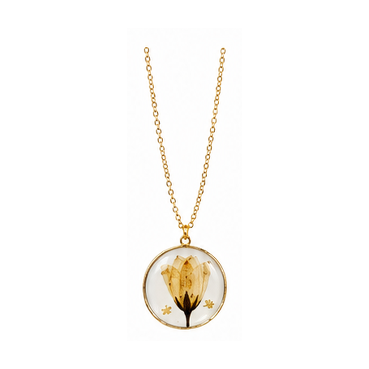 Blütenmedaillon-Kette – Goldene Knospe
