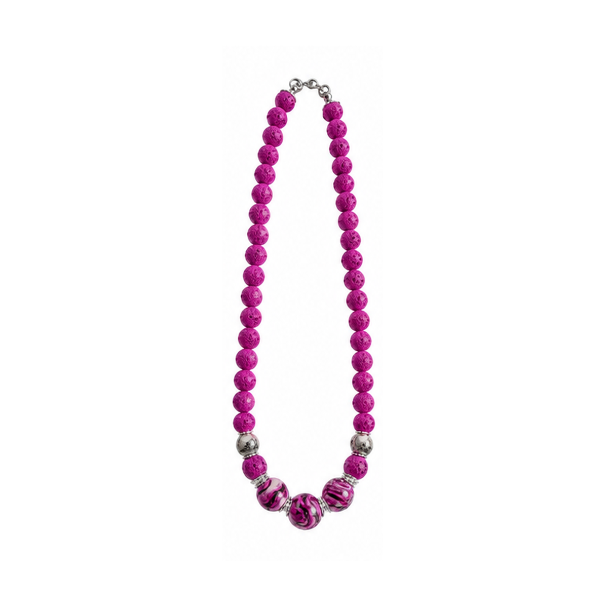 Kugelkette Lava & Glas – Fuchsia