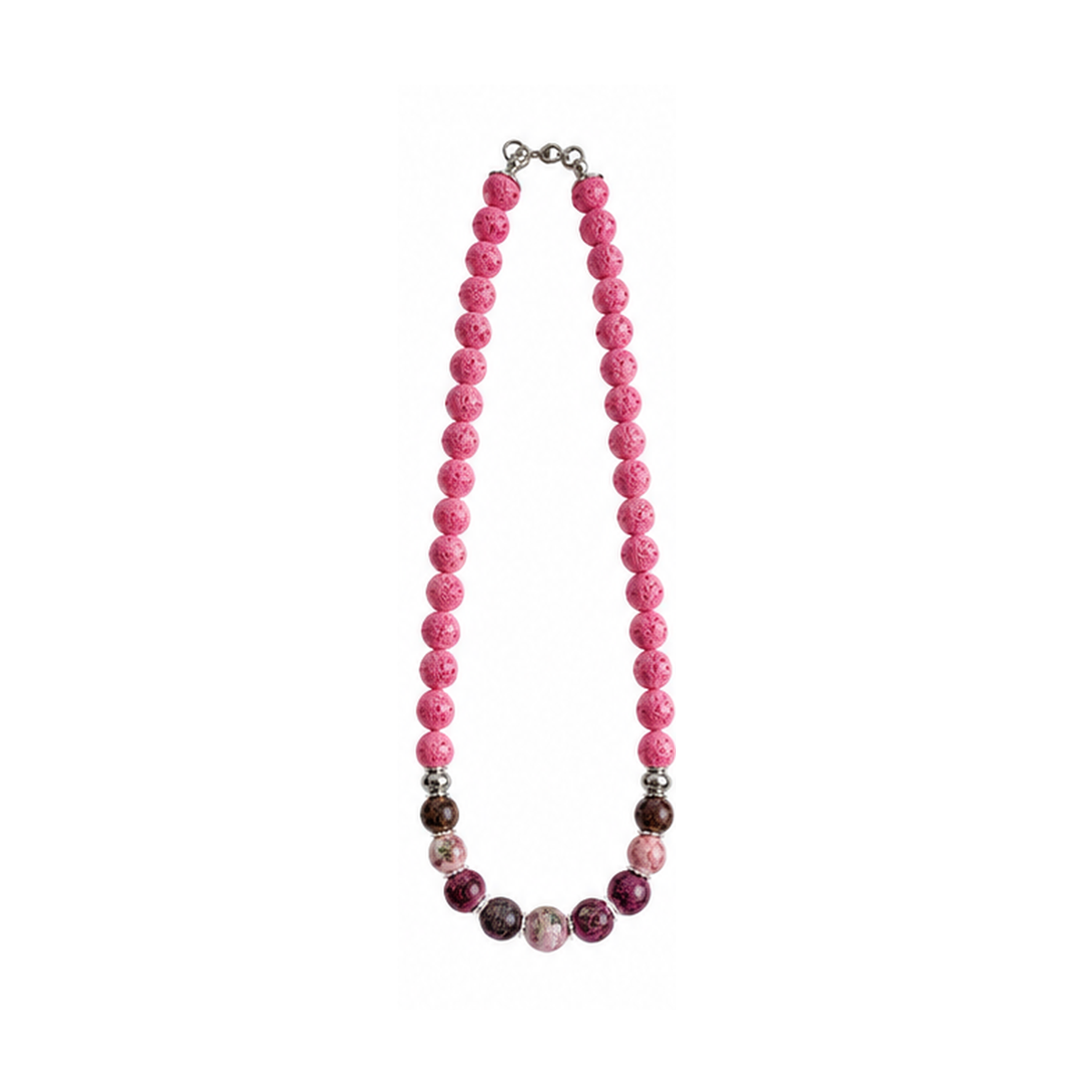 Kugelkette Lava & Glas – Rosé & Beerentöne