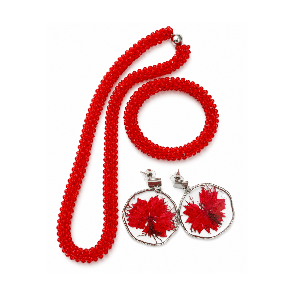 Schmuckset Blütenzauber – Rubinrote Kornblume