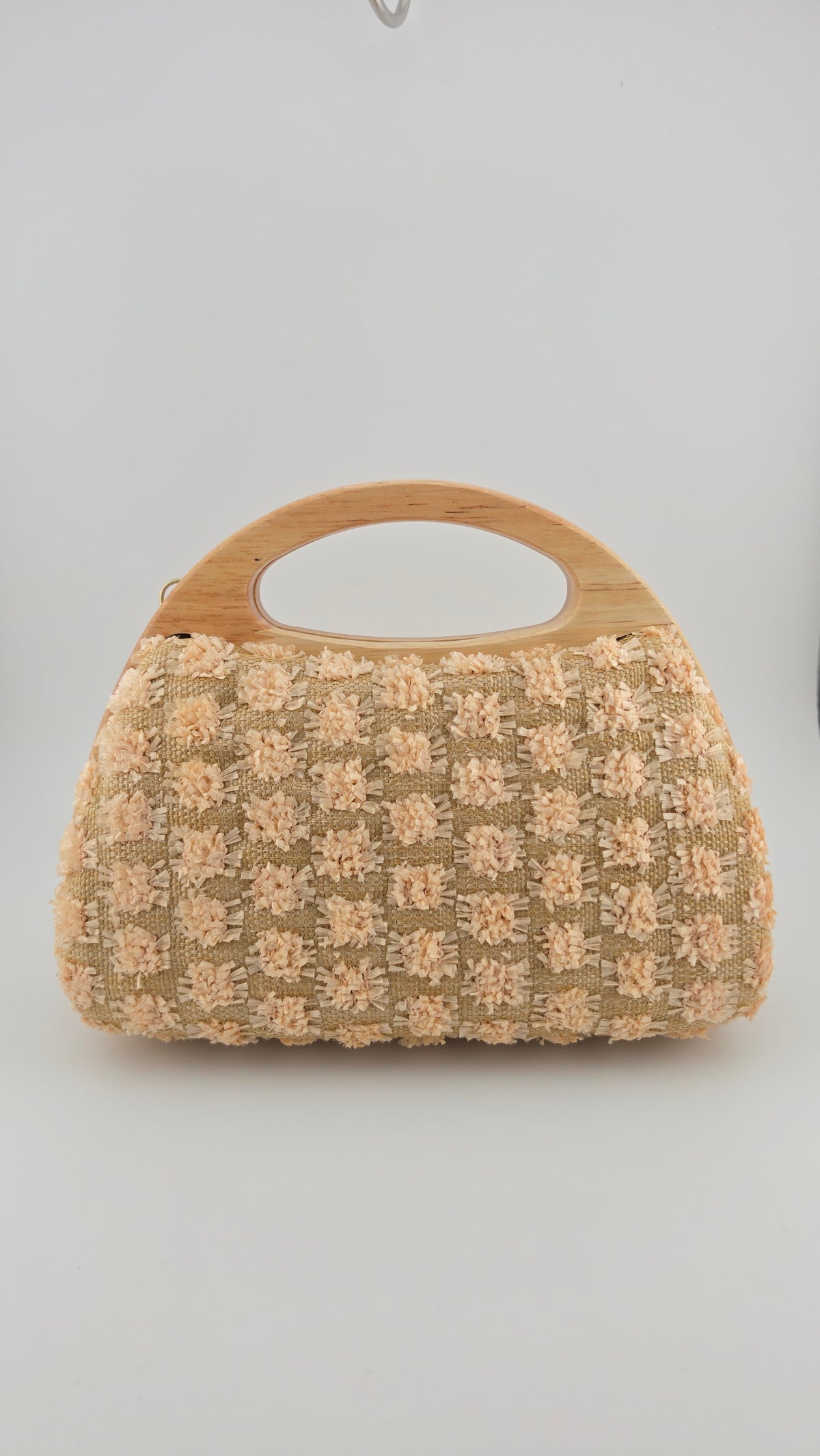 Elena – Handtasche mit Holzgriff und Blütenstruktur